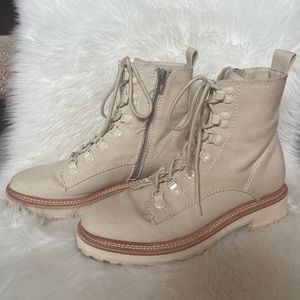 Dolce Vita Cream Combat Boots - Size 8